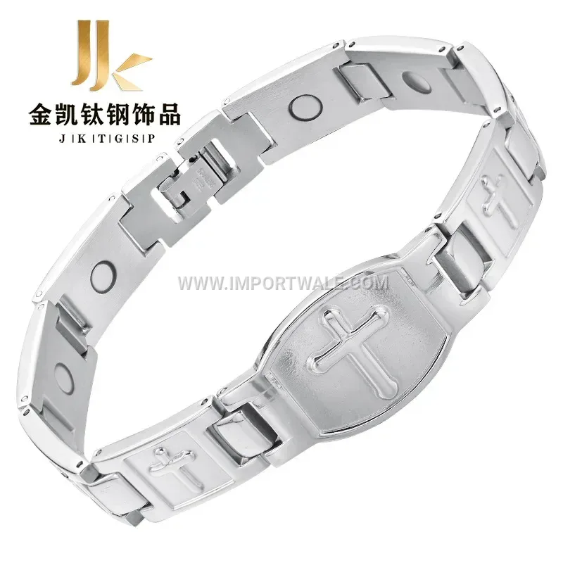 Vintage Cross Link Titanium Steel Magnetic Bracelet for Men