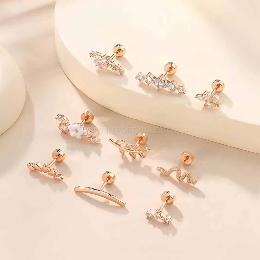 Premium Stainless Steel Celestial Star Flat Back Piercing Stud Set