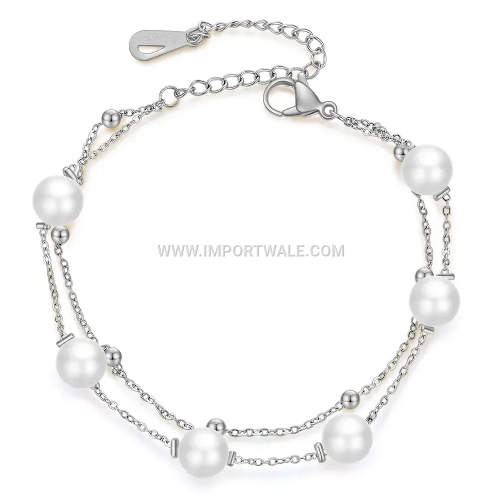 Double Layer Stainless Steel Pearl Bracelet