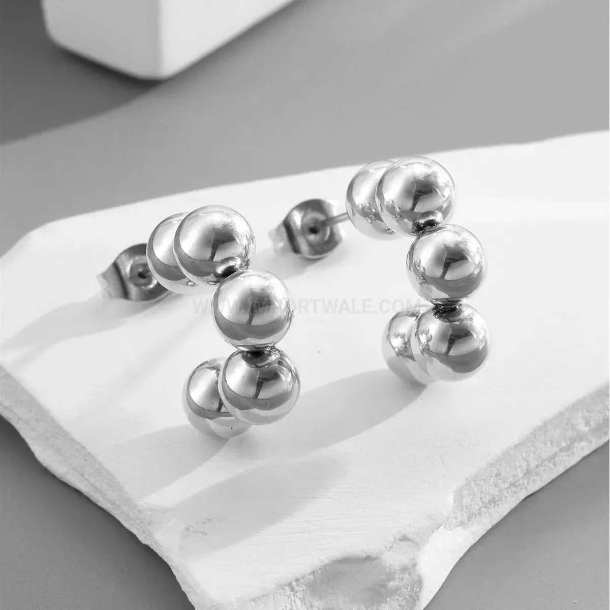 Sleek Titanium Steel Ball Drop Earrings