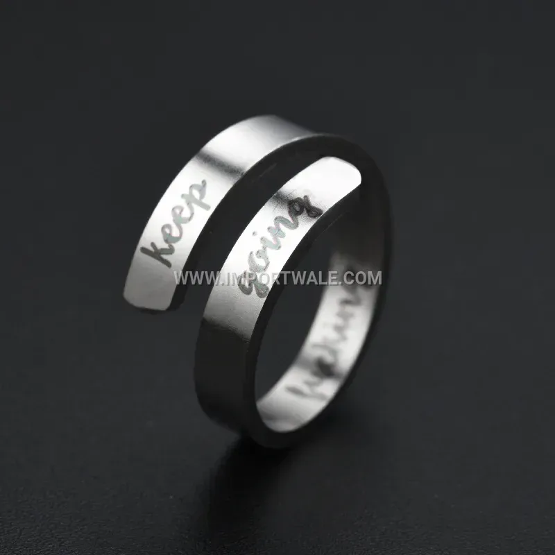Engraved Stainless Steel Motivational Statement Band Ring