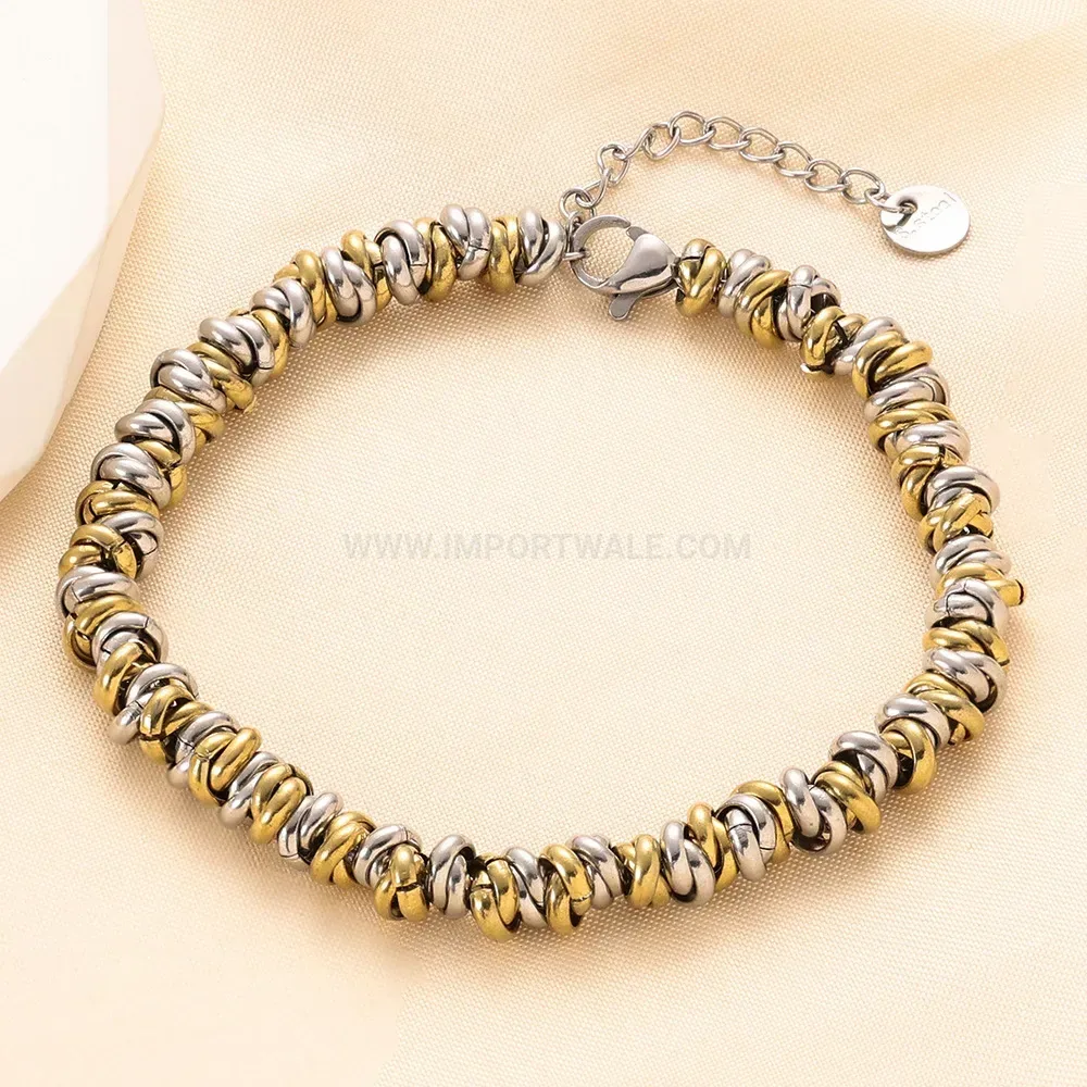 Interlocking Circular Ring Link Stainless Steel Bracelet