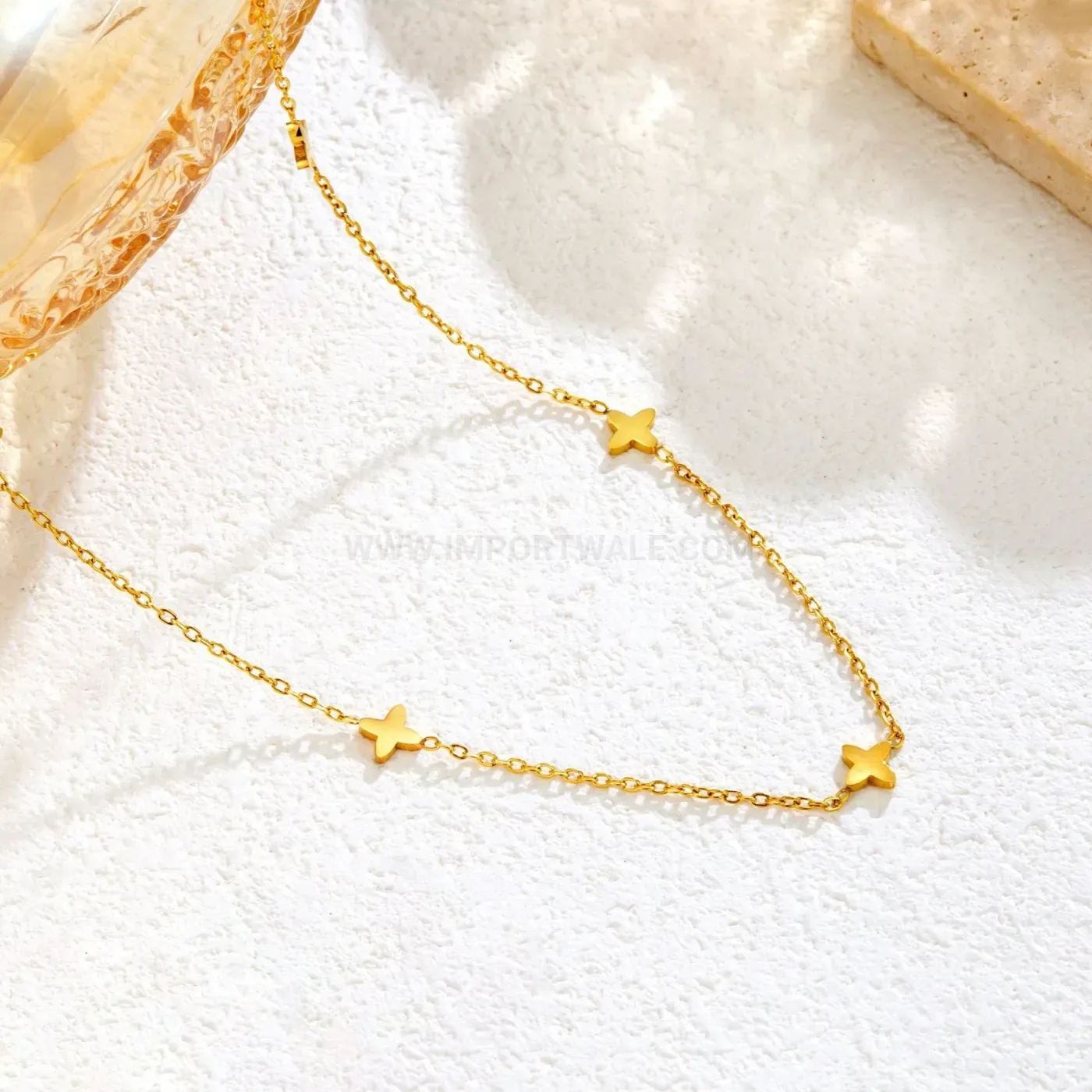 Designer Delicate Five-Star Charm Titanium Steel Clavicle Necklace