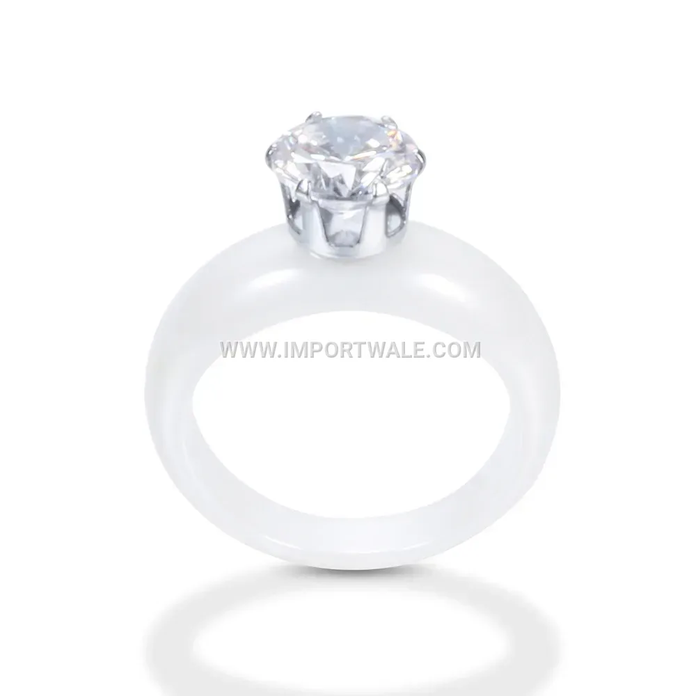 Bold 8mm Ceramic Statement Ring Inlaid with Sparkling Zirconia