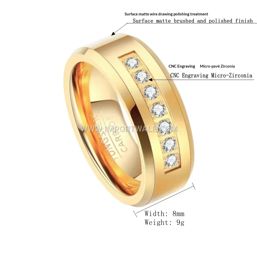 18K Gold Plated Stainless Steel Geometric Crystal Accent Ring