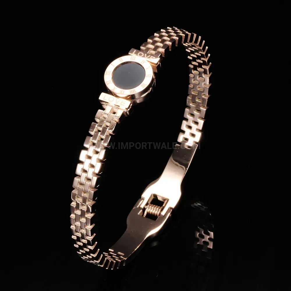Fashion Roman Numeral Cutout Stainless Steel Bangle Bracelet