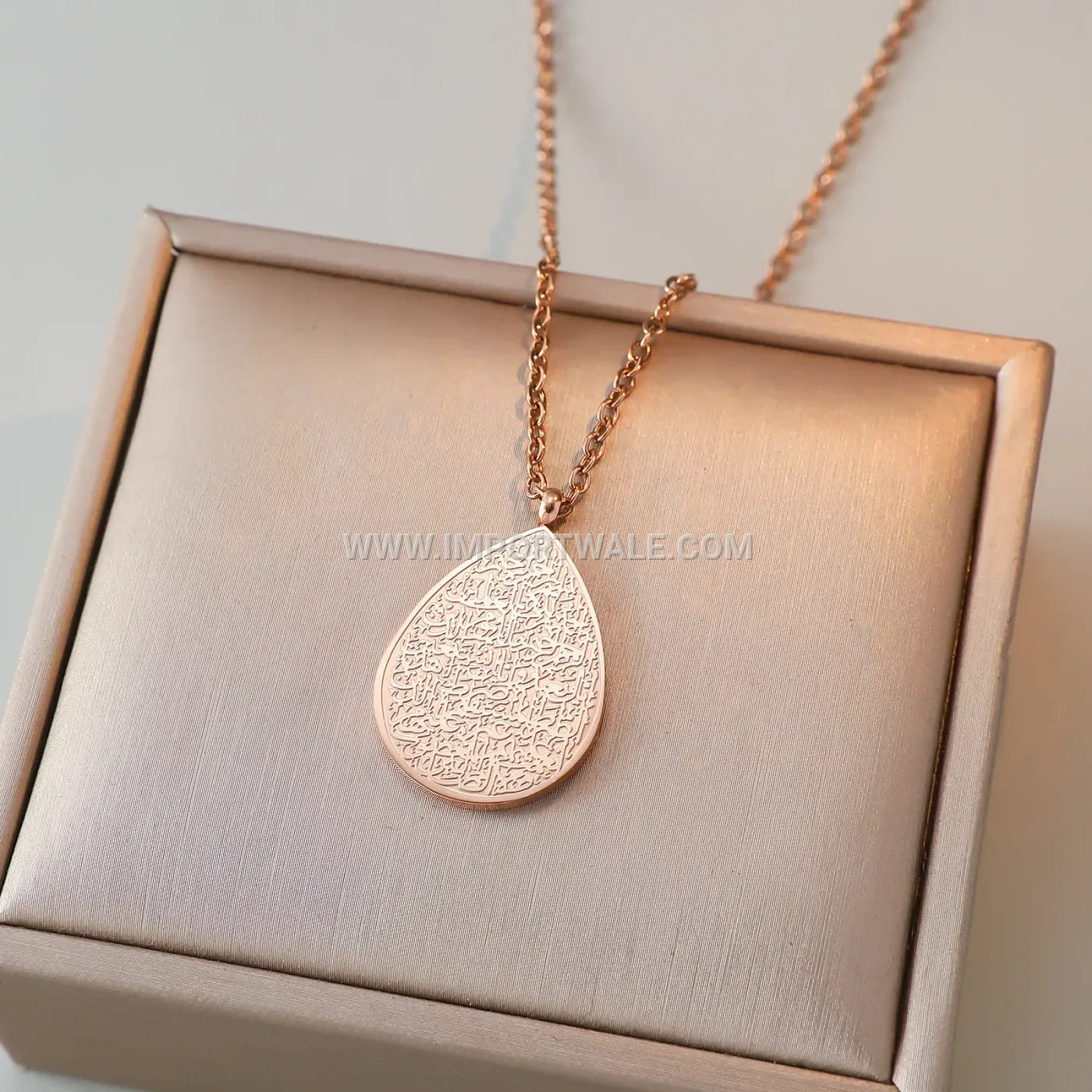 Stainless Steel Waterdrop Allah Calligraphy Pendant Necklace