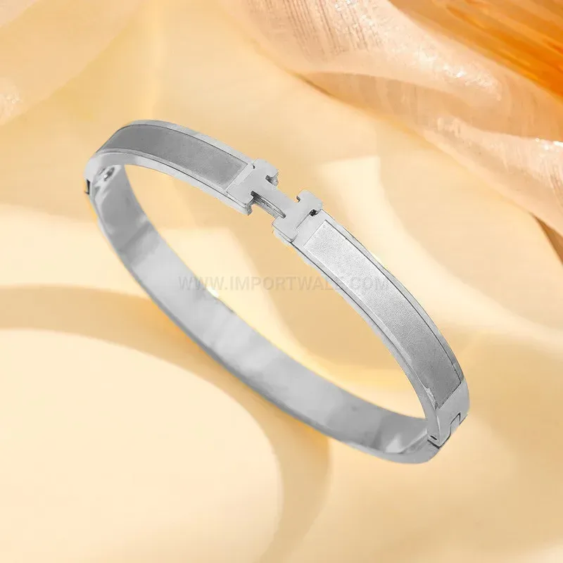 Premium Titanium Steel H Letter Bangle Bracelet
