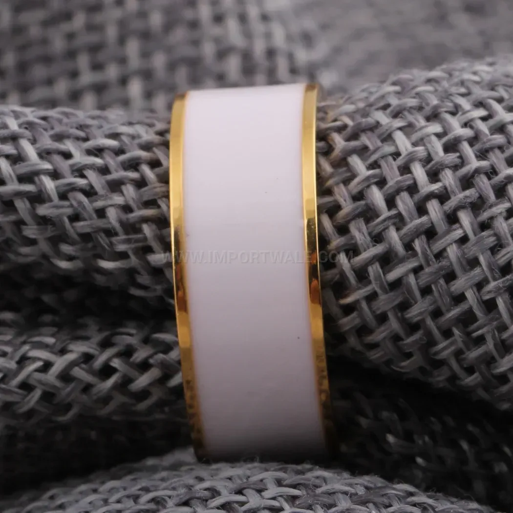 Premium White Epoxy Inlay 18K Gold Plated Stainless Steel Band