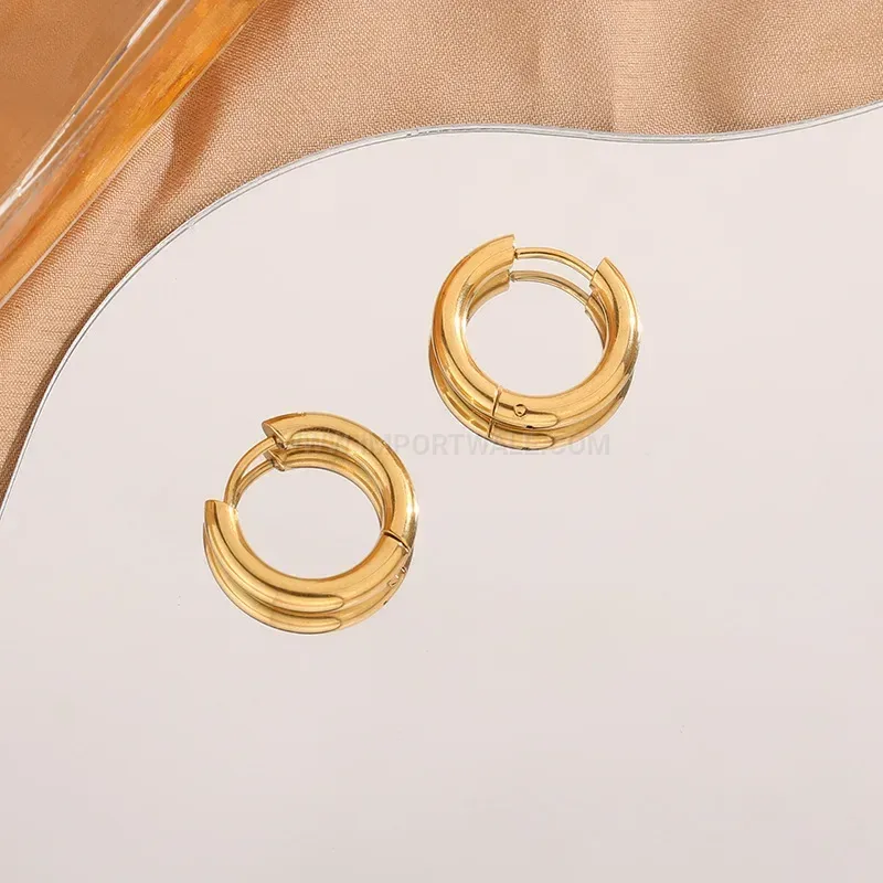 Minimalist French Gold Plated Titanium Steel Hoop Earrings