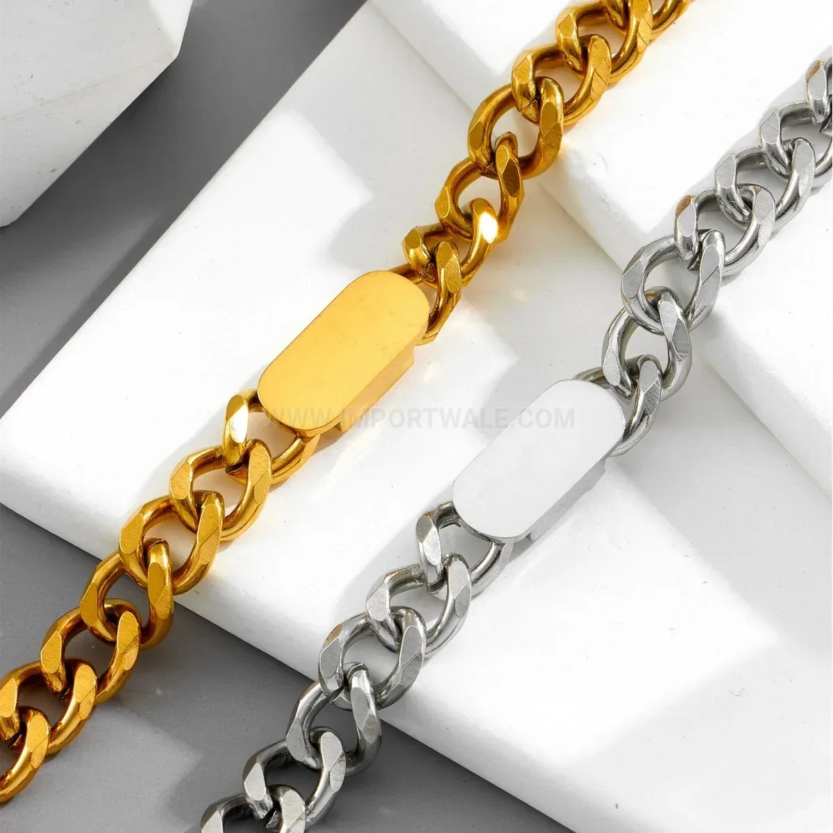 Chic Minimalist Chunky Titanium Steel Oval Link Chain Bracelet