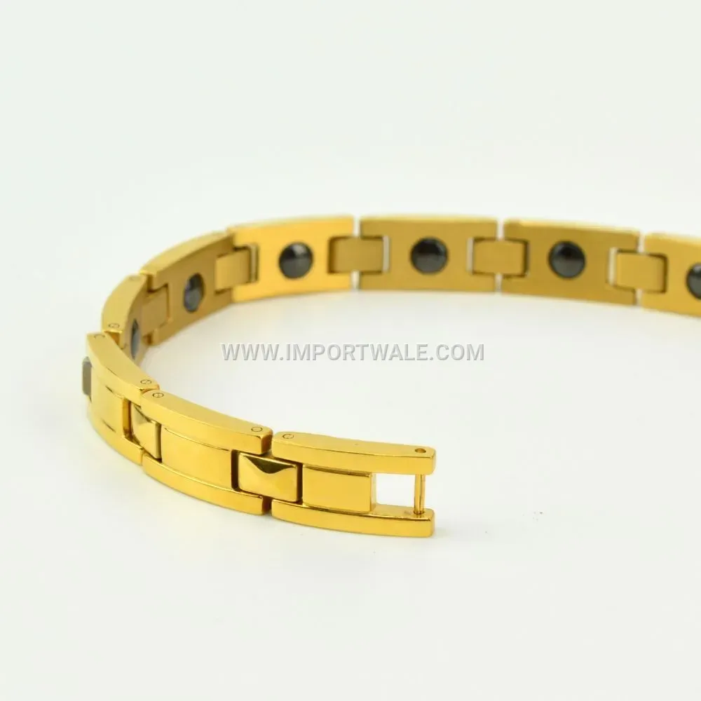 Women's CNC Rhinestone Magnetic Stainless Steel Bangle Bracelet