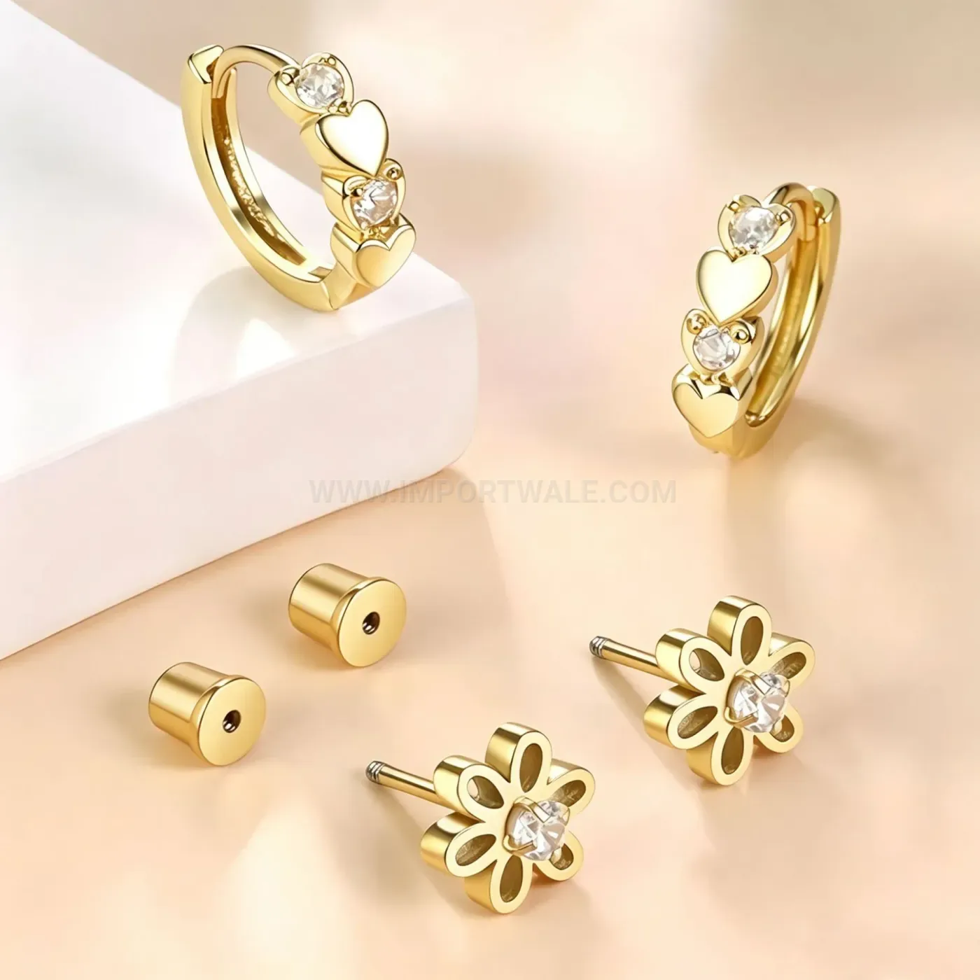 Fashion Sweet Floral Stainless Steel Piercing Stud Earring Set