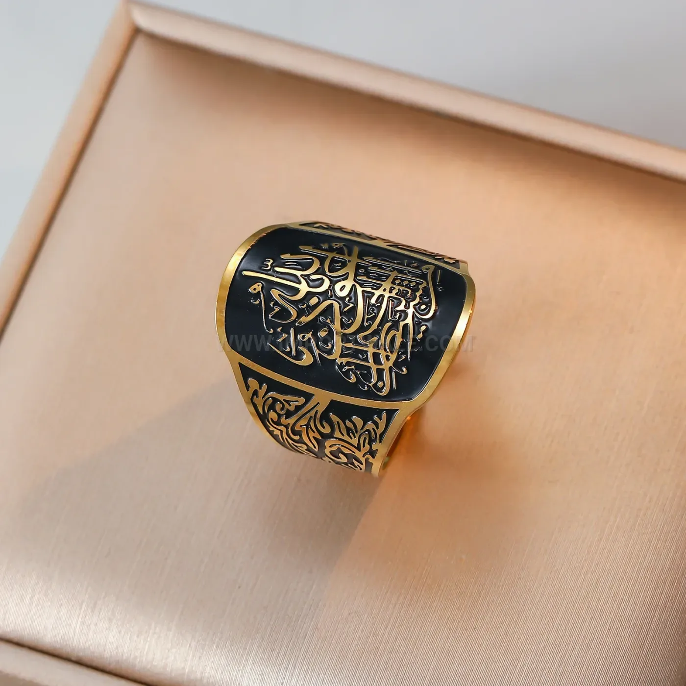 Premium 18K Gold PVD Stainless Steel Calligraphy Allah Adjustable Open Ring