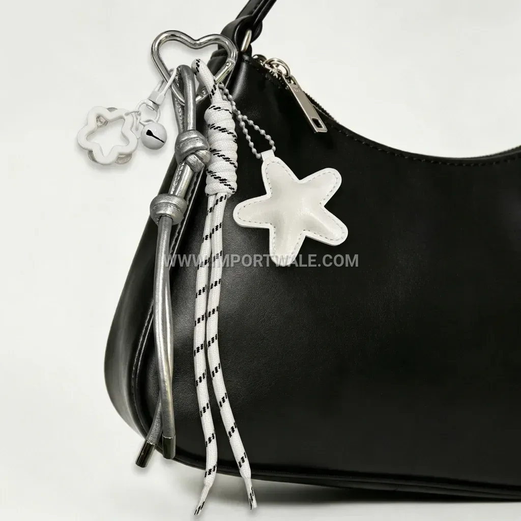 Minimalist Acrylic Star Bag Creative Key chains with Woven Cord Keychain