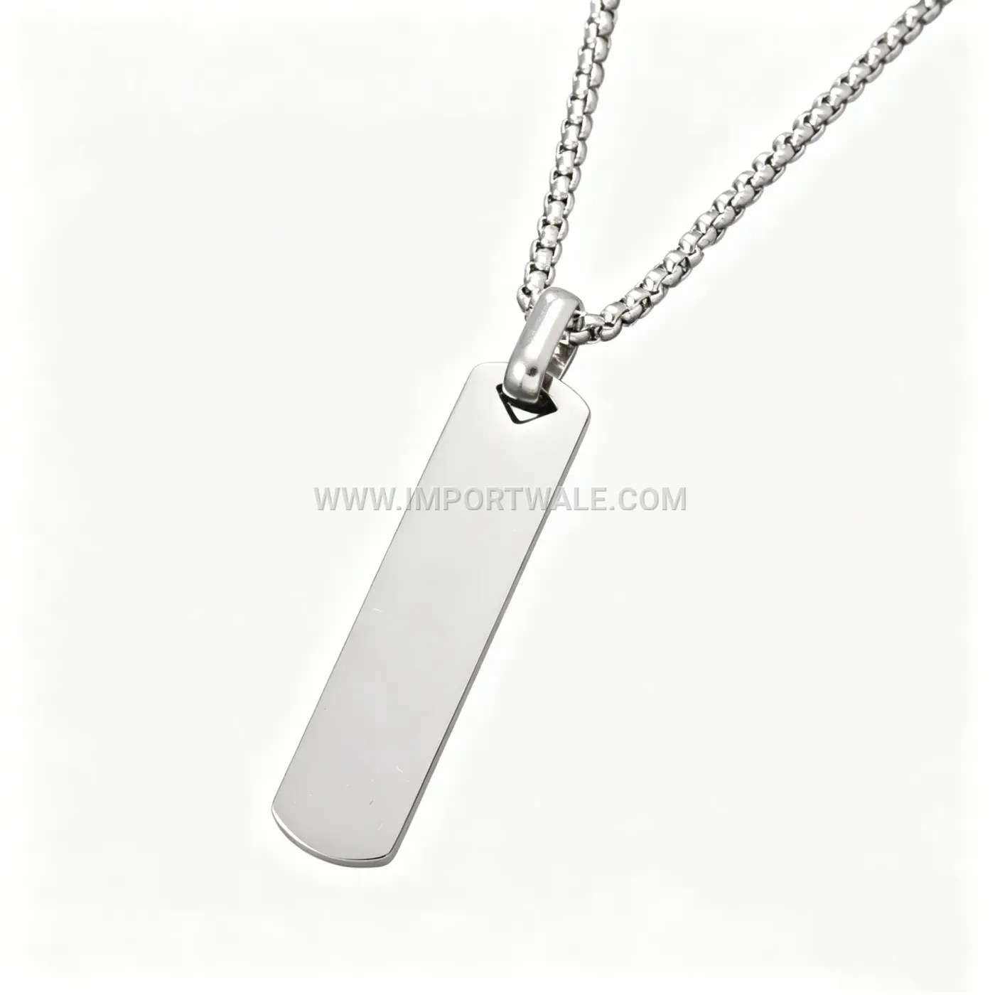 Men Smooth Geometric Tag Stainless Steel Necklace