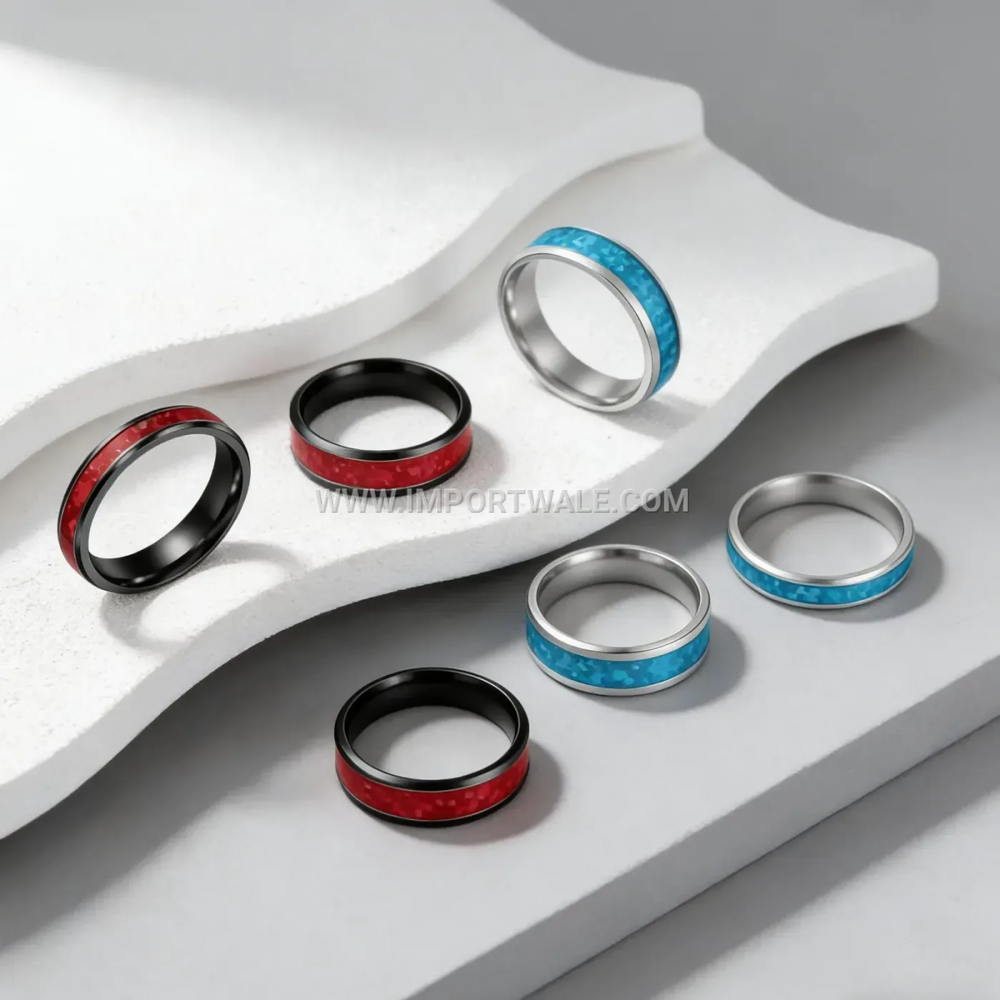 Faux Opal Inlaid Titanium Steel Ring