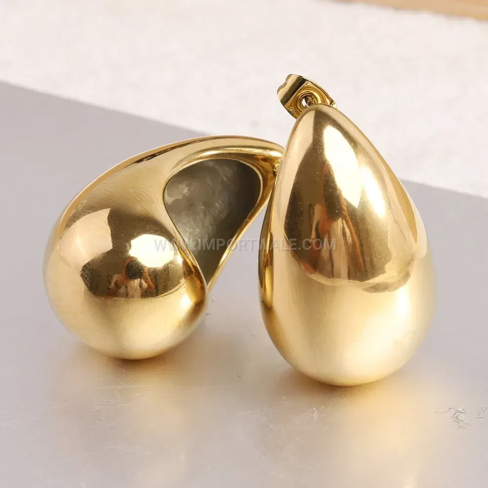 Bold Stainless Steel Teardrop Statement Earrings