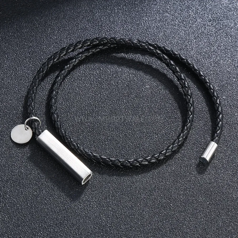 Double Layer Leather Wrap Bracelet with Stainless Steel Magnetic Clasp