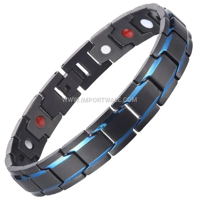 Geometric Beveled Four-in-One Magnetic Titanium Steel Bracelet