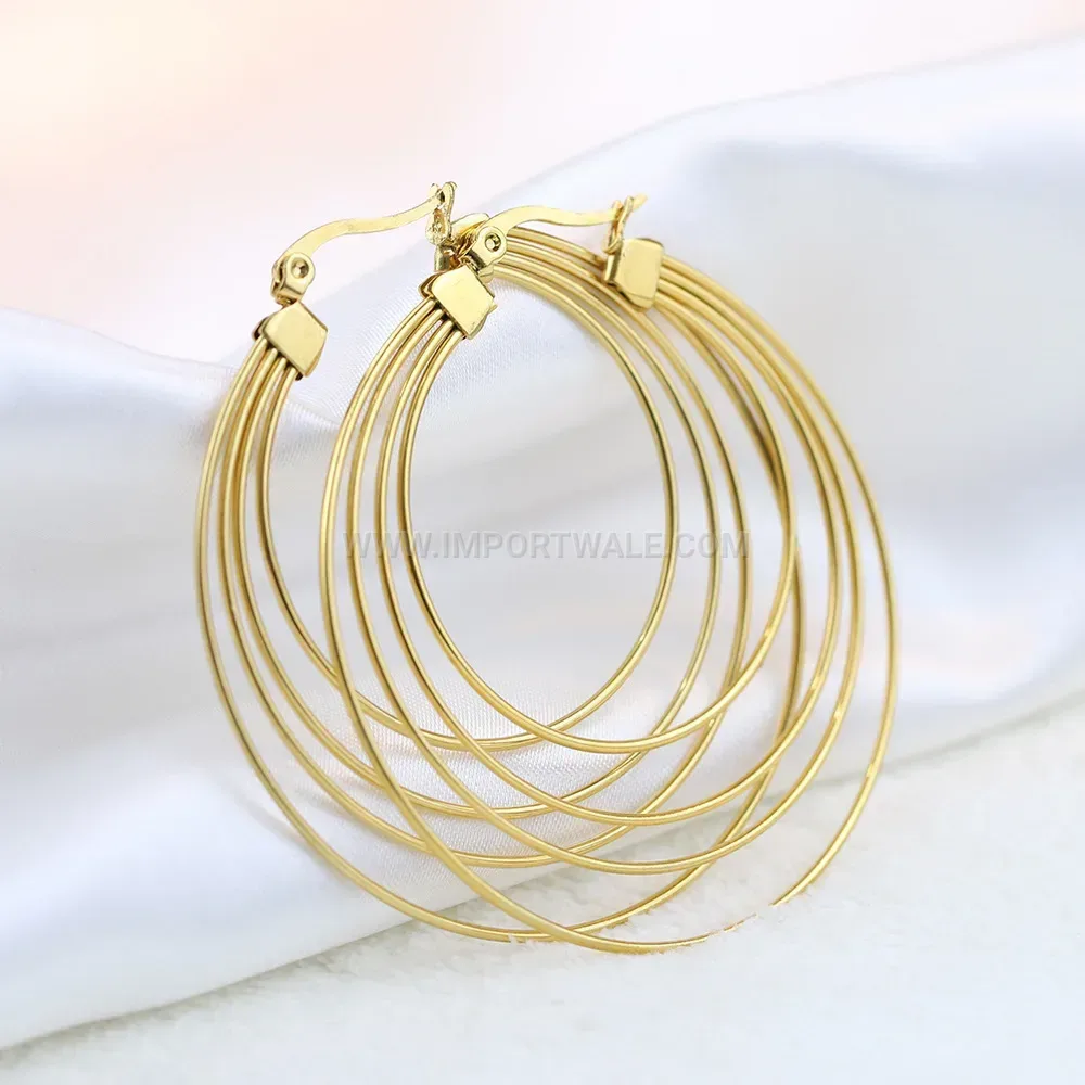 Chic 18K Gold Plated Stainless Steel Large Swirl Hoop Earrings
