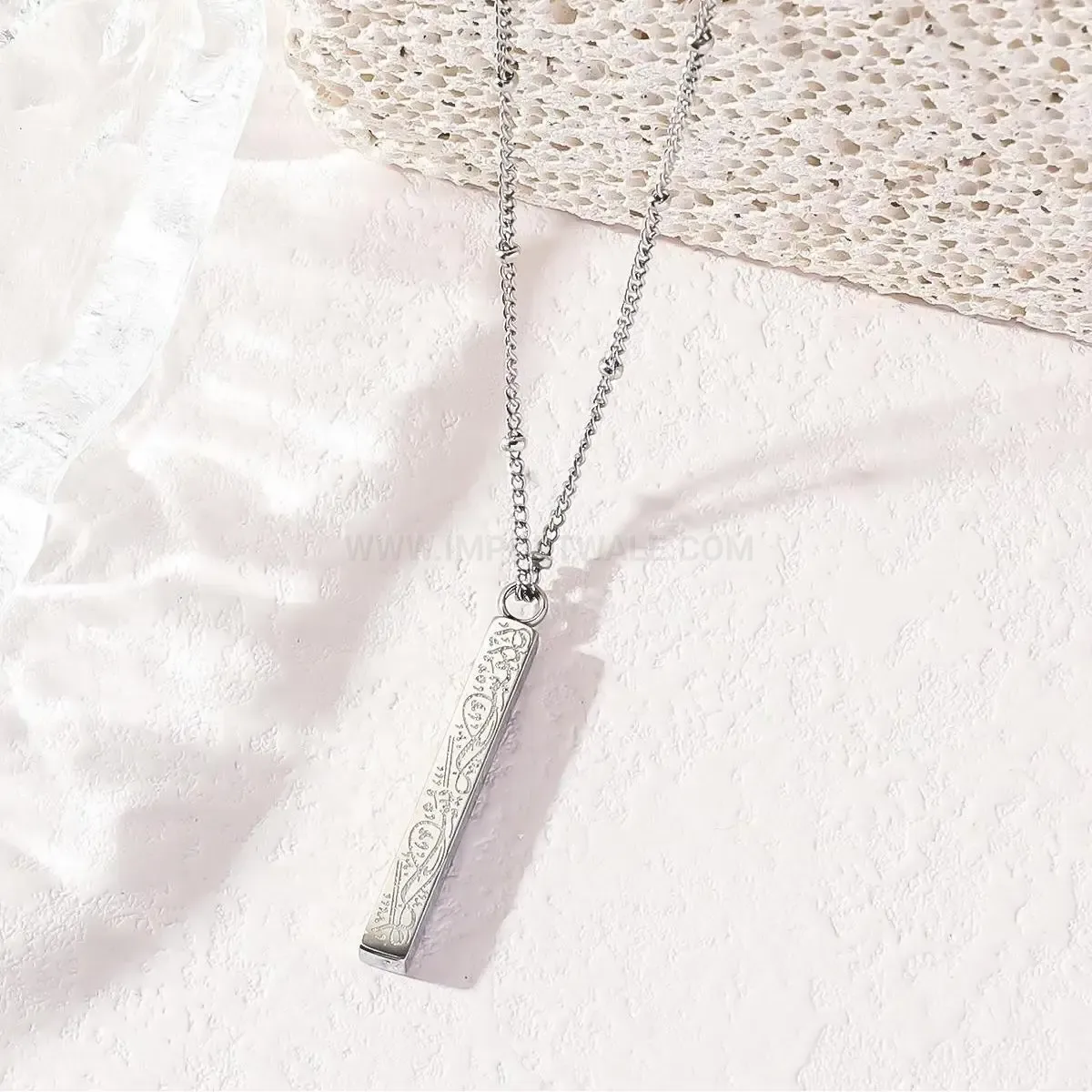 Modern Geometric Pillar Stainless Steel Gold Plated Religious Pendant Necklace