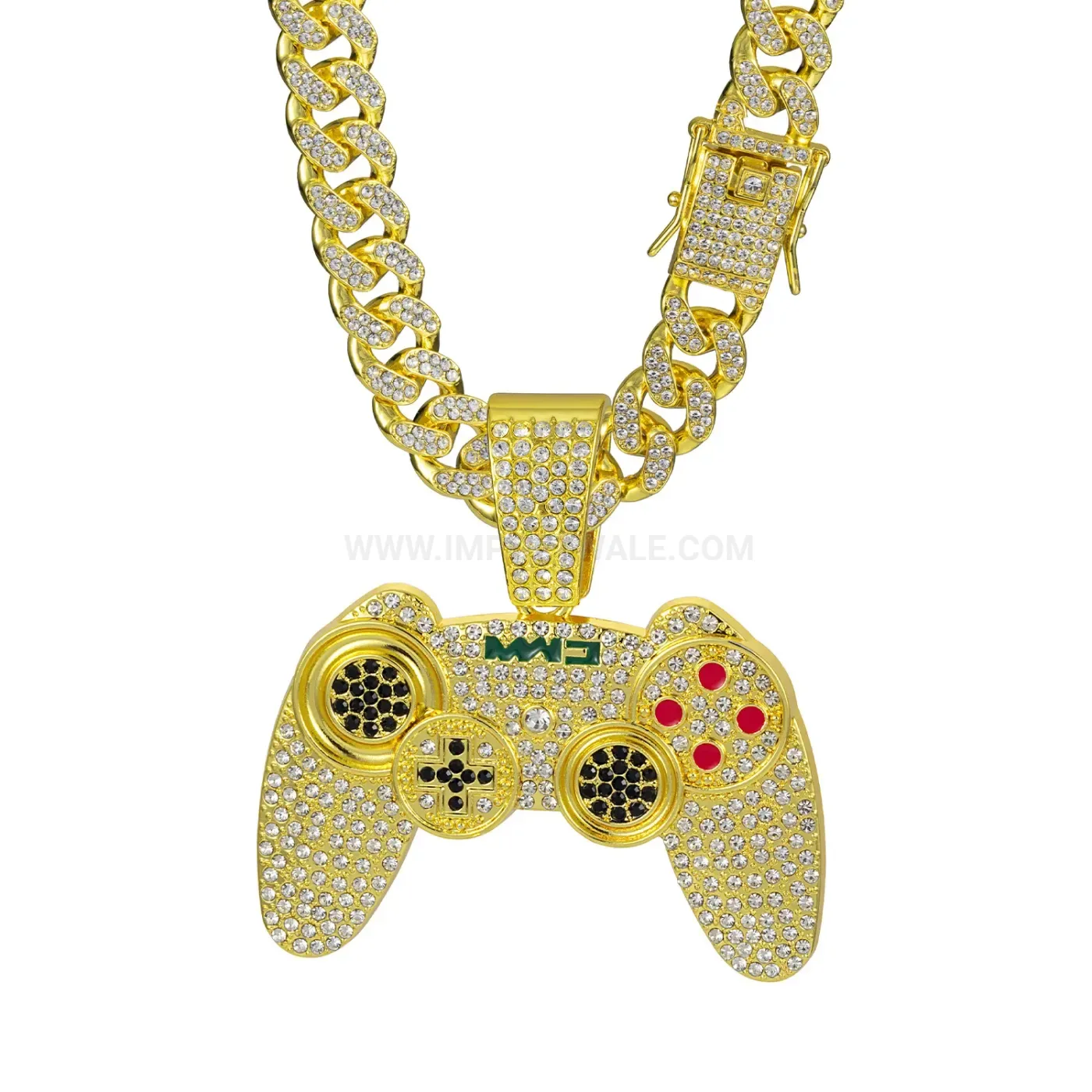 Iced Out Game Controller Pendant Retro Hip Hop Necklace