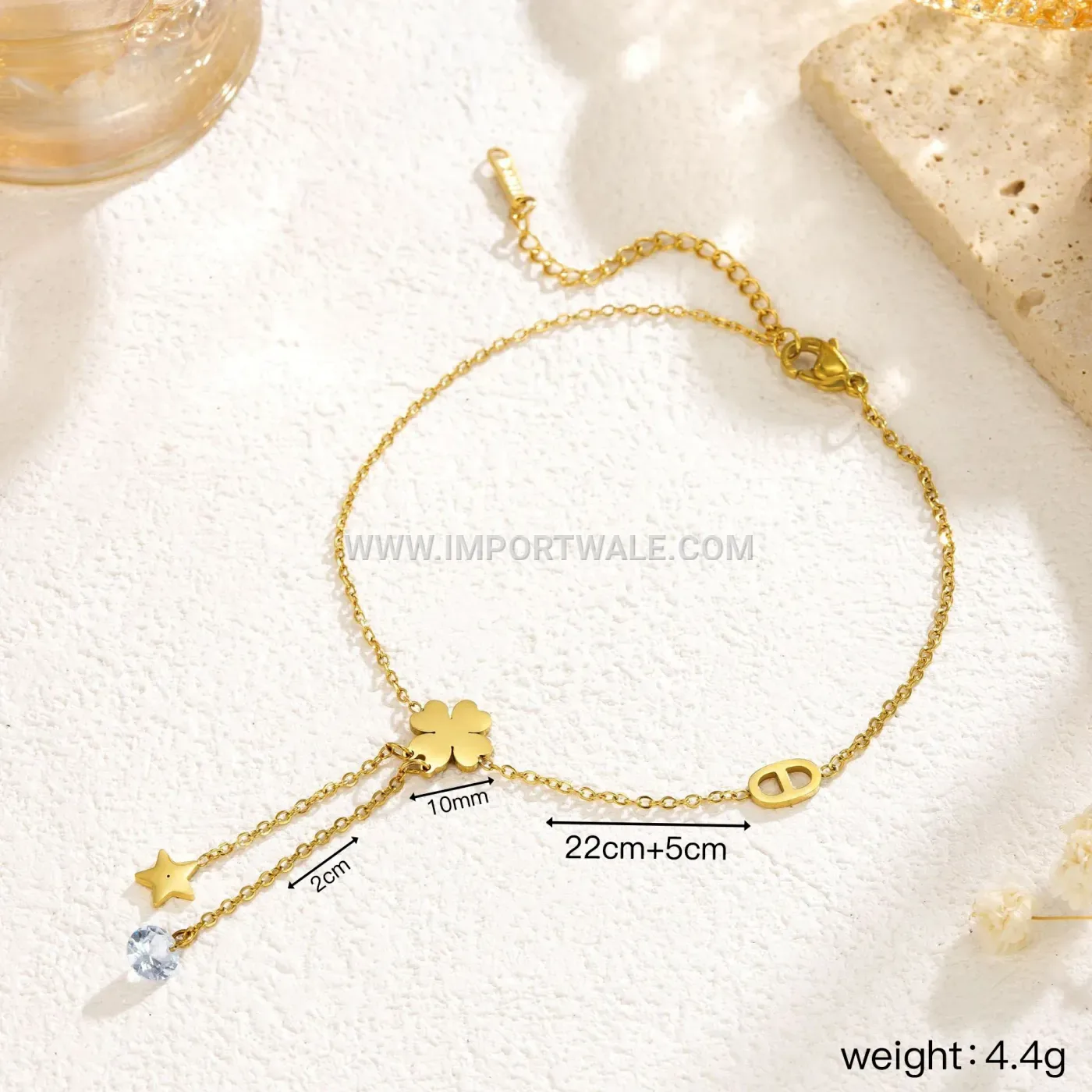 Titanium Steel Clover Tassel Premium Anklet Anti Tarnish