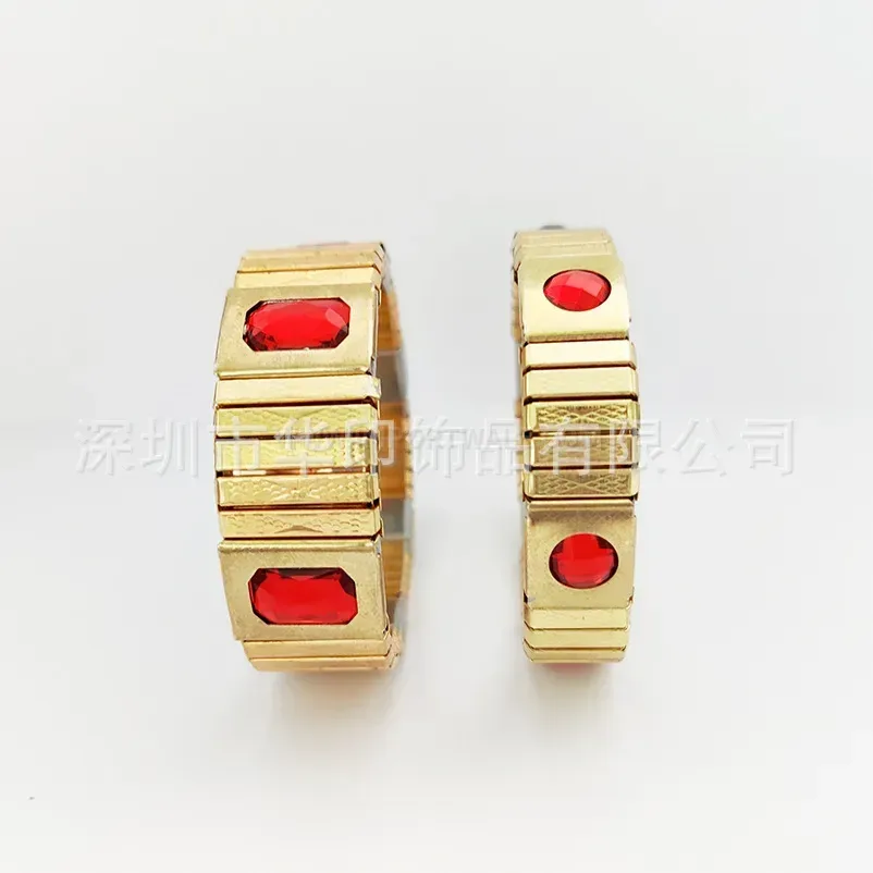 Classic Titanium Steel Gemstone Inlaid Magnetic Bio Therapy Bracelet