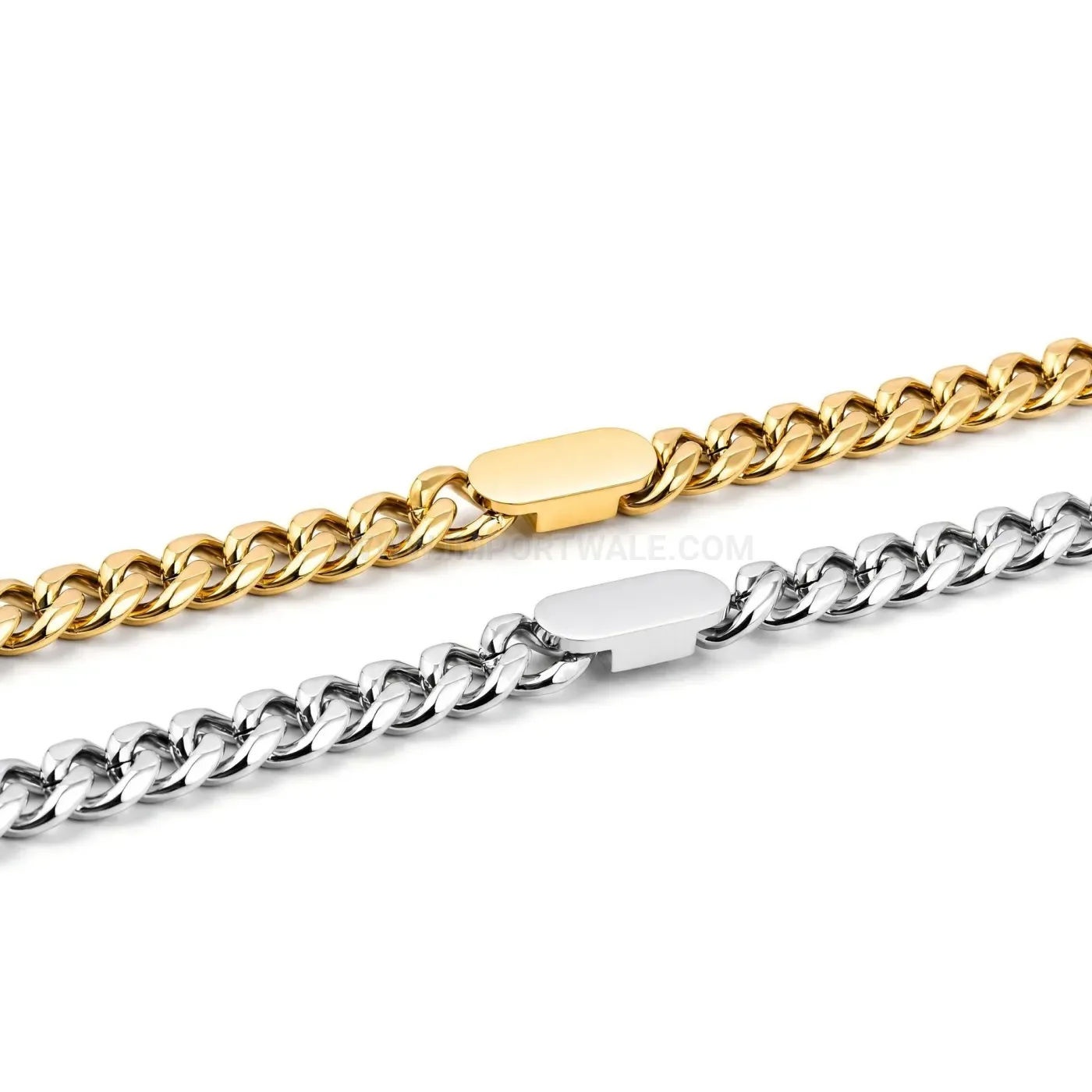 Polished Stainless Steel Cuban Link Chain Bracelet