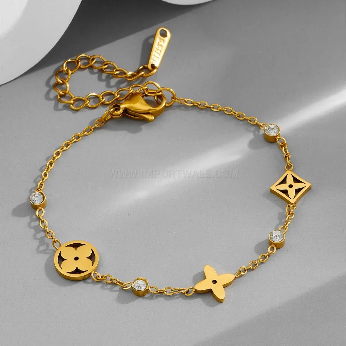 Stainless Steel Four Leaf Flower Chain Bracelet