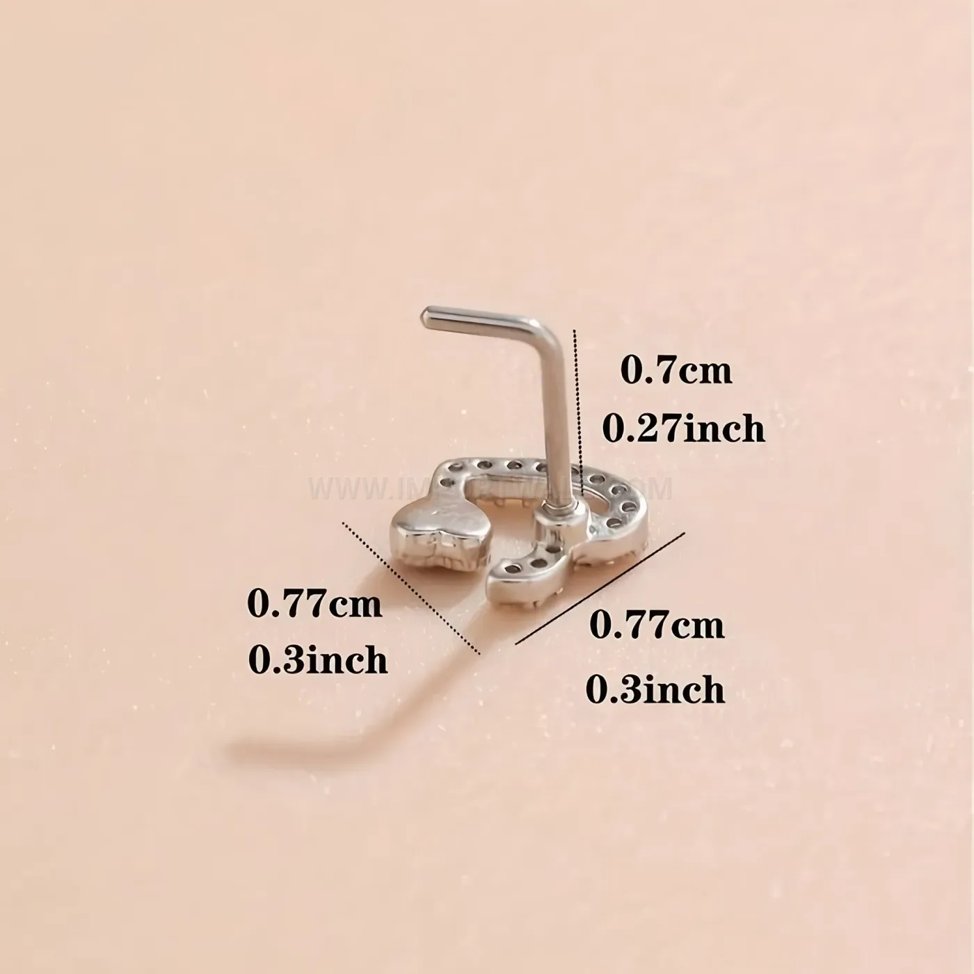 Classic Hollow Heart Rhinestone Stainless Steel Piercing Stud