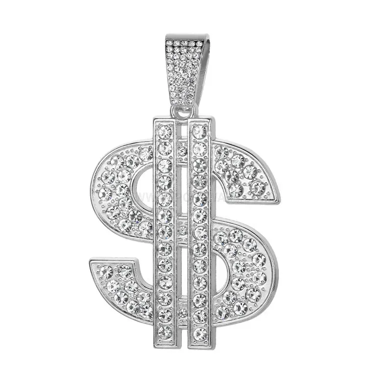 Iced Out US Dollar Sign Hip Hop Pendant Necklace