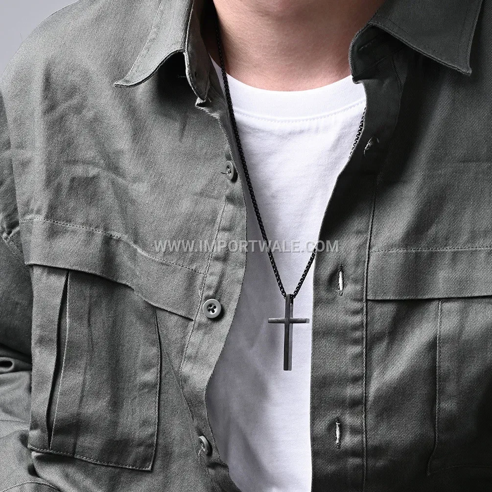 Minimalist Stainless Steel Cross Bible Pendant Necklace
