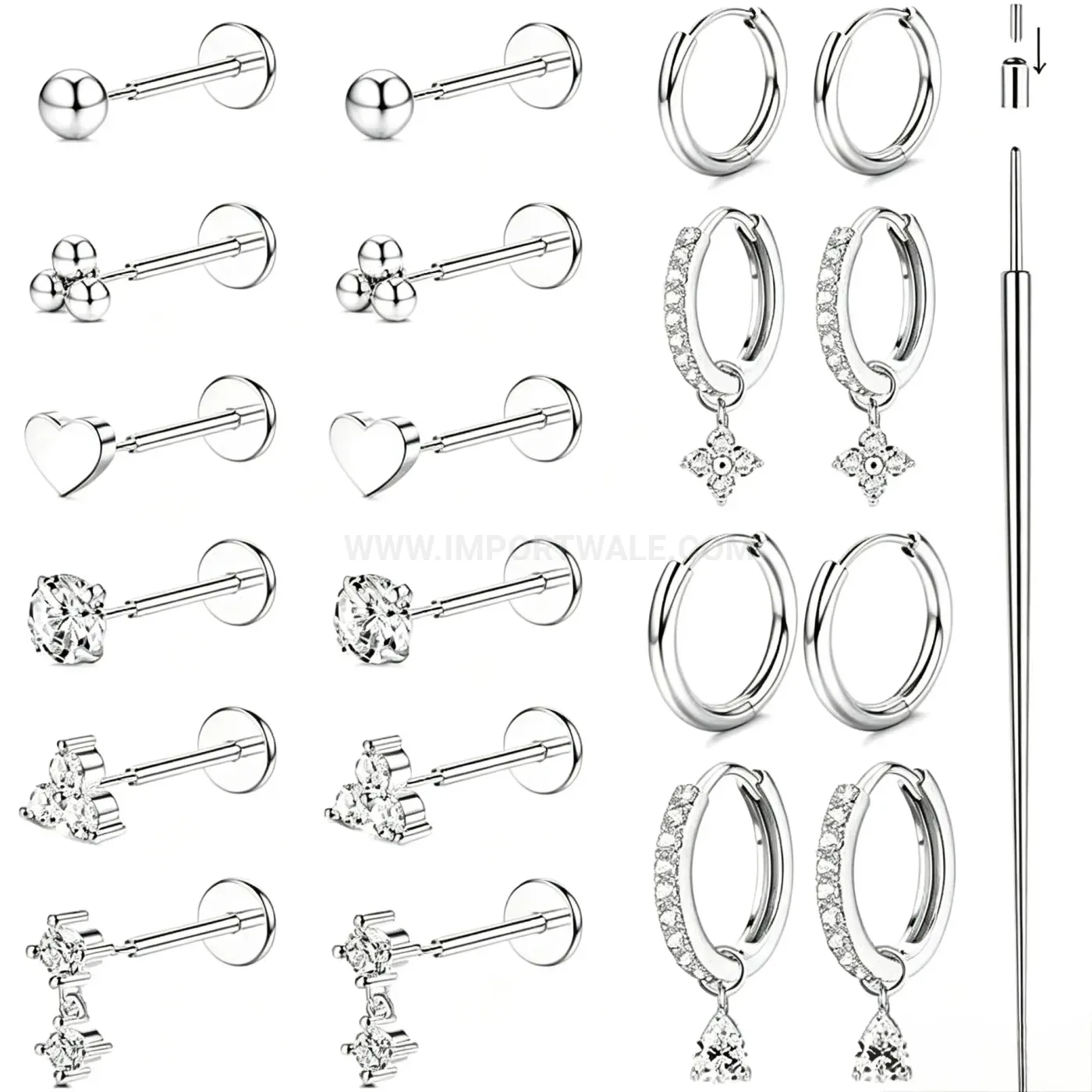 Classic Stainless Steel Zircon Body Piercing Jewelry Set
