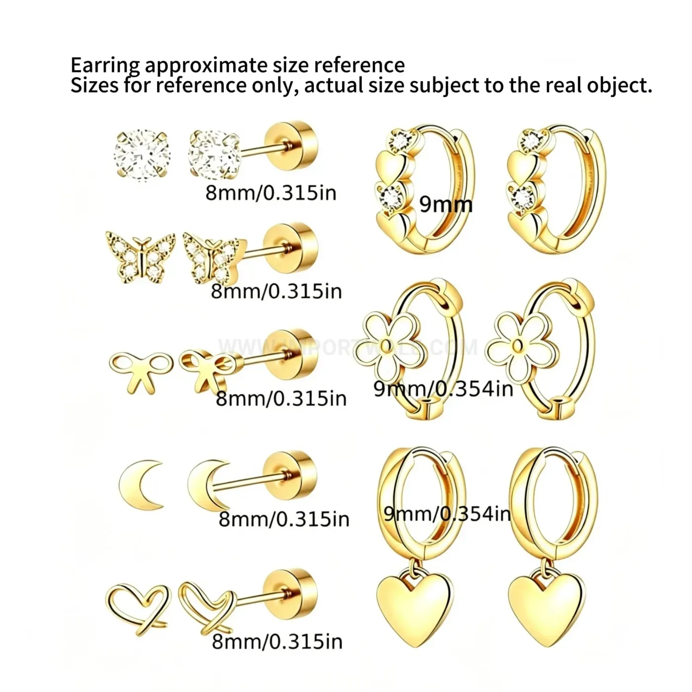 Premium Heart Crescent Stainless Steel Ear Piercing Set