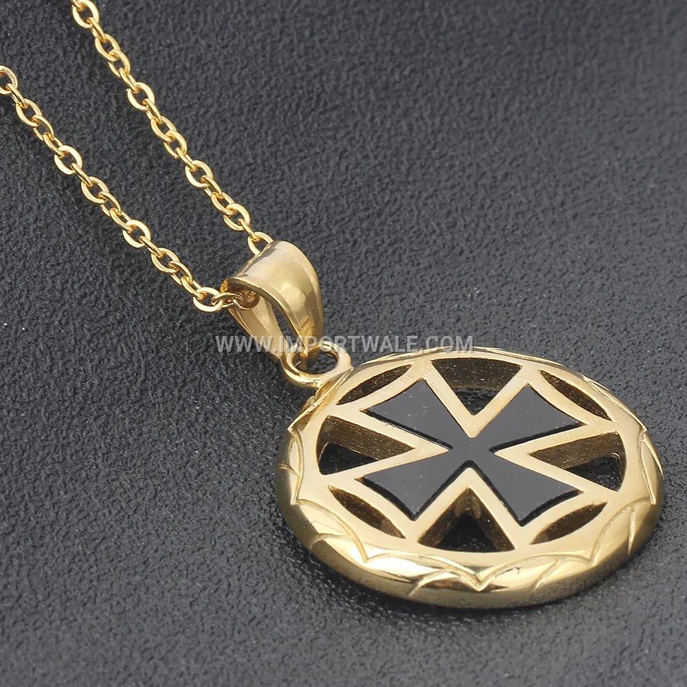 Cutout Cross Shield Titanium Steel Vintage Necklace