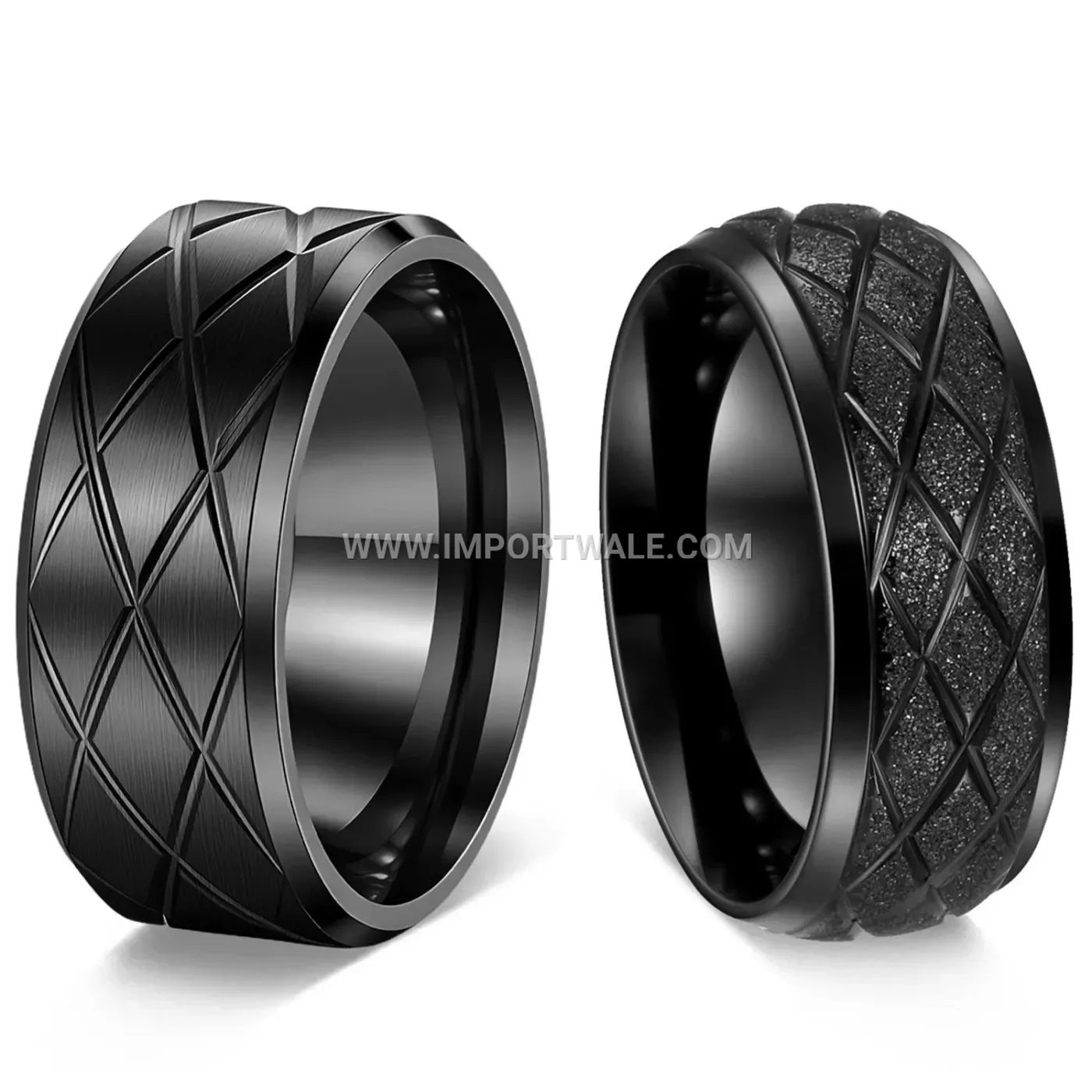 Crown Engraved Stainless Steel Matching Couple Band Ring
