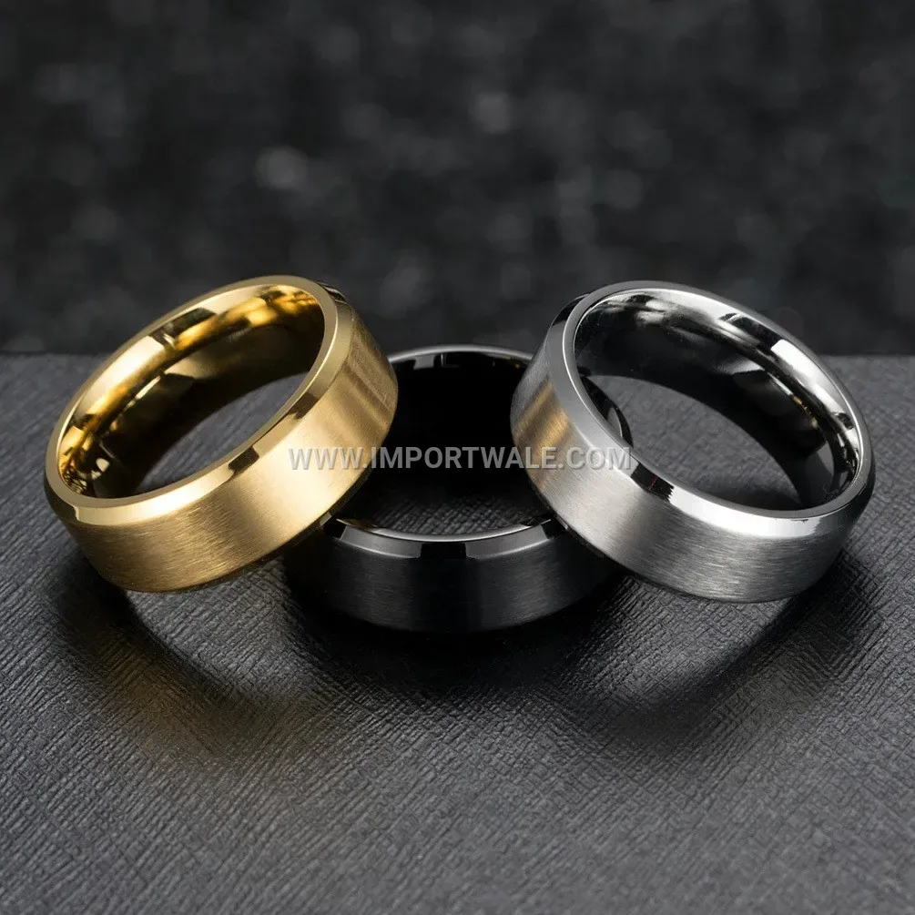 Minimalist Plain Gold Plated Stainless Steel Couple Band