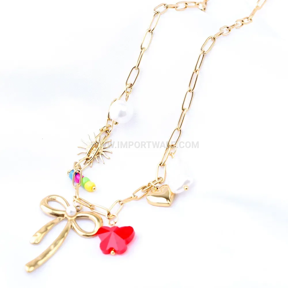 Stainless Steel Ocean Theme Heart Charm Pendant Necklace