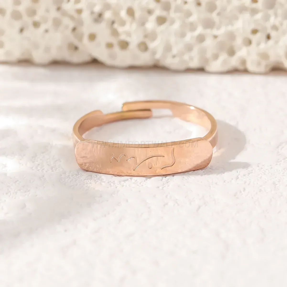 Modern Stainless Steel Arabic Scripture Bar Ring