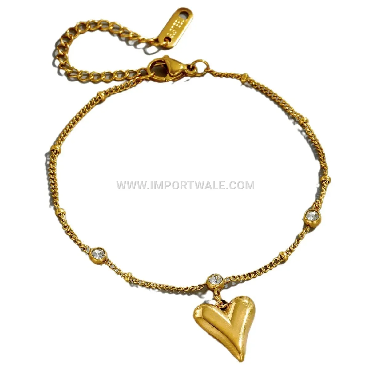 Sparkling Zircon Heart Titanium Steel Anti Tarnish Anklet