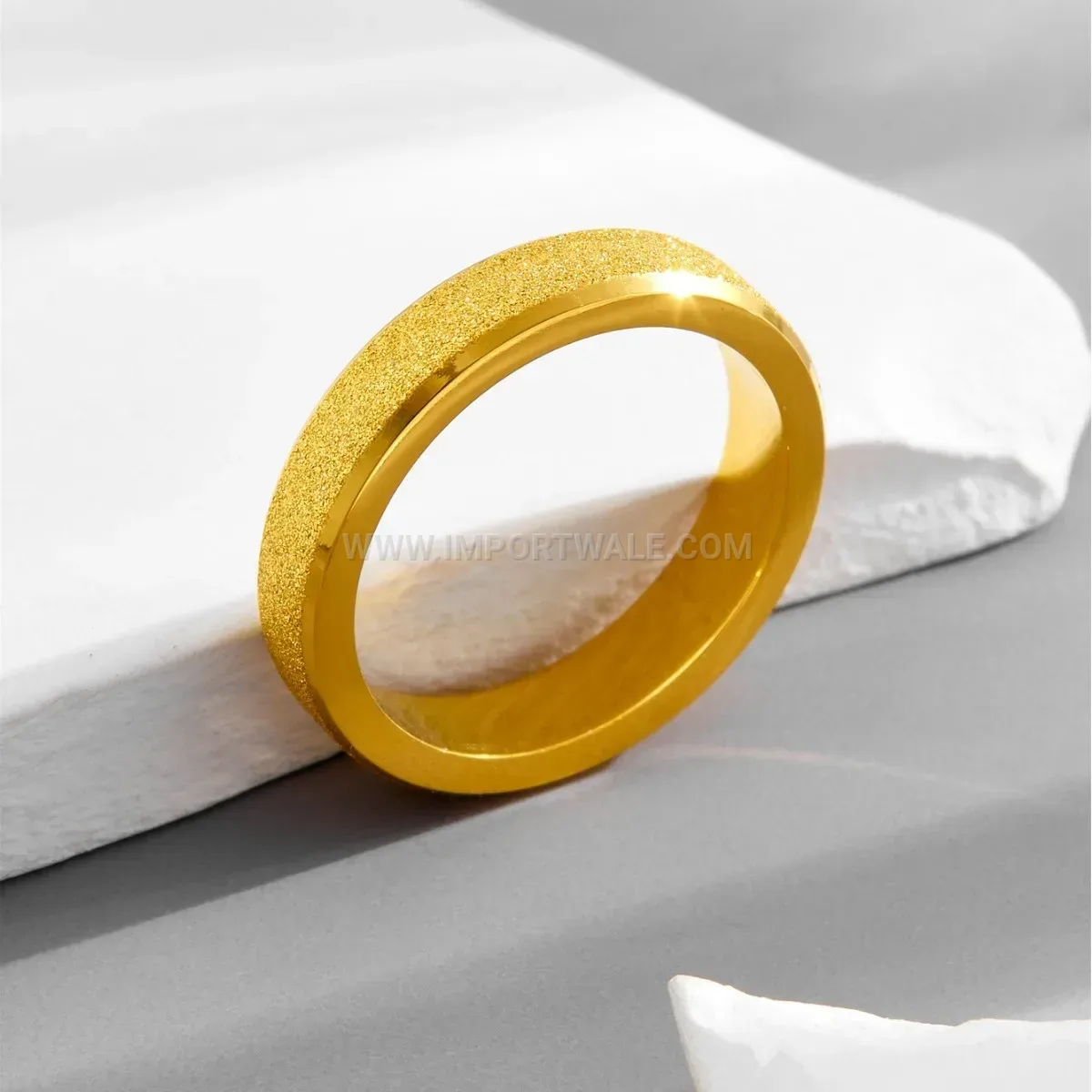 Gold Frosted Sandblasted Titanium Steel Minimalist 4mm Band Ring