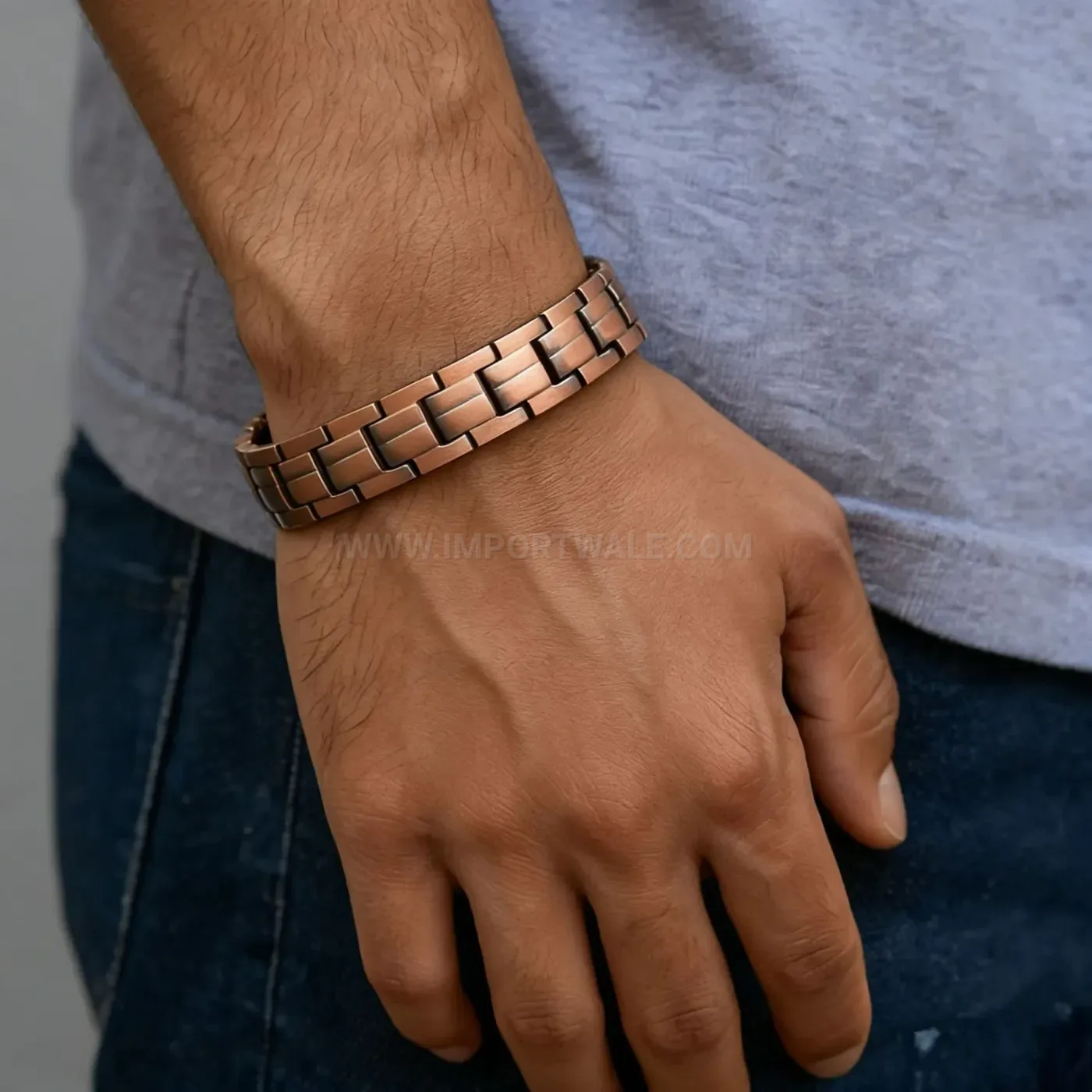 Fashion Vintage Red Copper Wave Link Magnetic Bio Therapy Bracelet