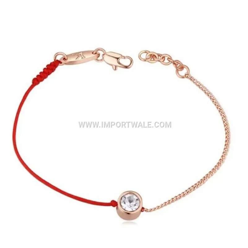 Minimalist Crystal Inlaid Red Thread Charm Bracelet