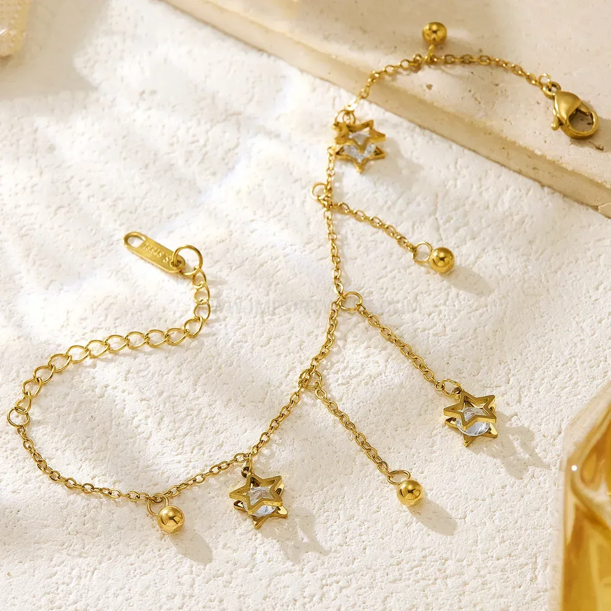 Delicate Stainless Steel Star Tassel Chain Bracelet