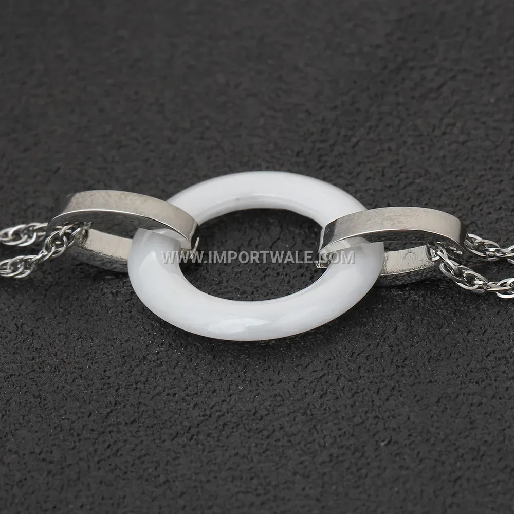 Minimalist Stainless Steel Double Ring Ceramic Bracelet