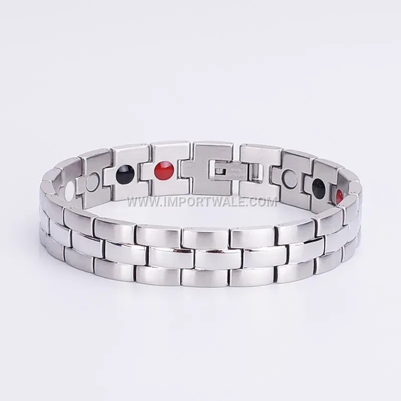 Sleek Geometric Titanium Steel Magnetic Bracelet for Men