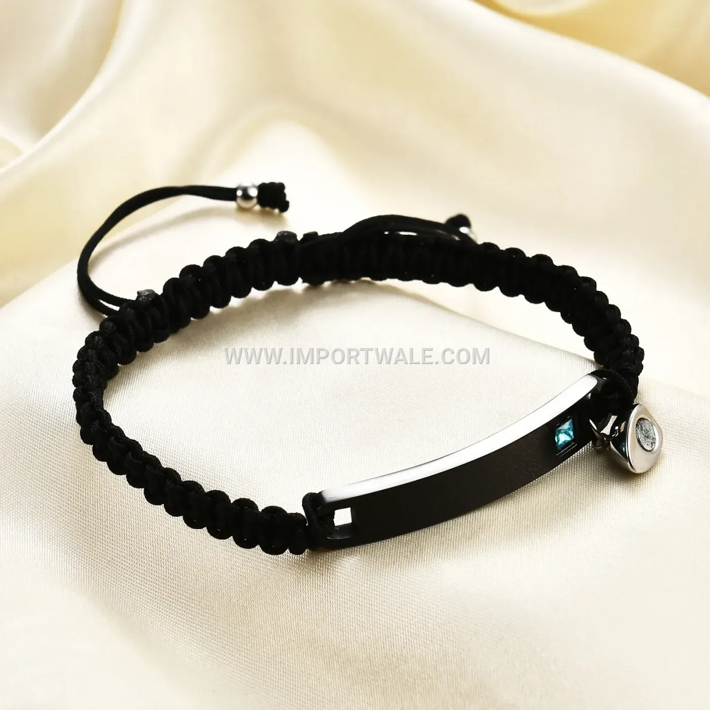 Engraved Stainless Steel Magnetic Heart Braided Couple Bracelet Set