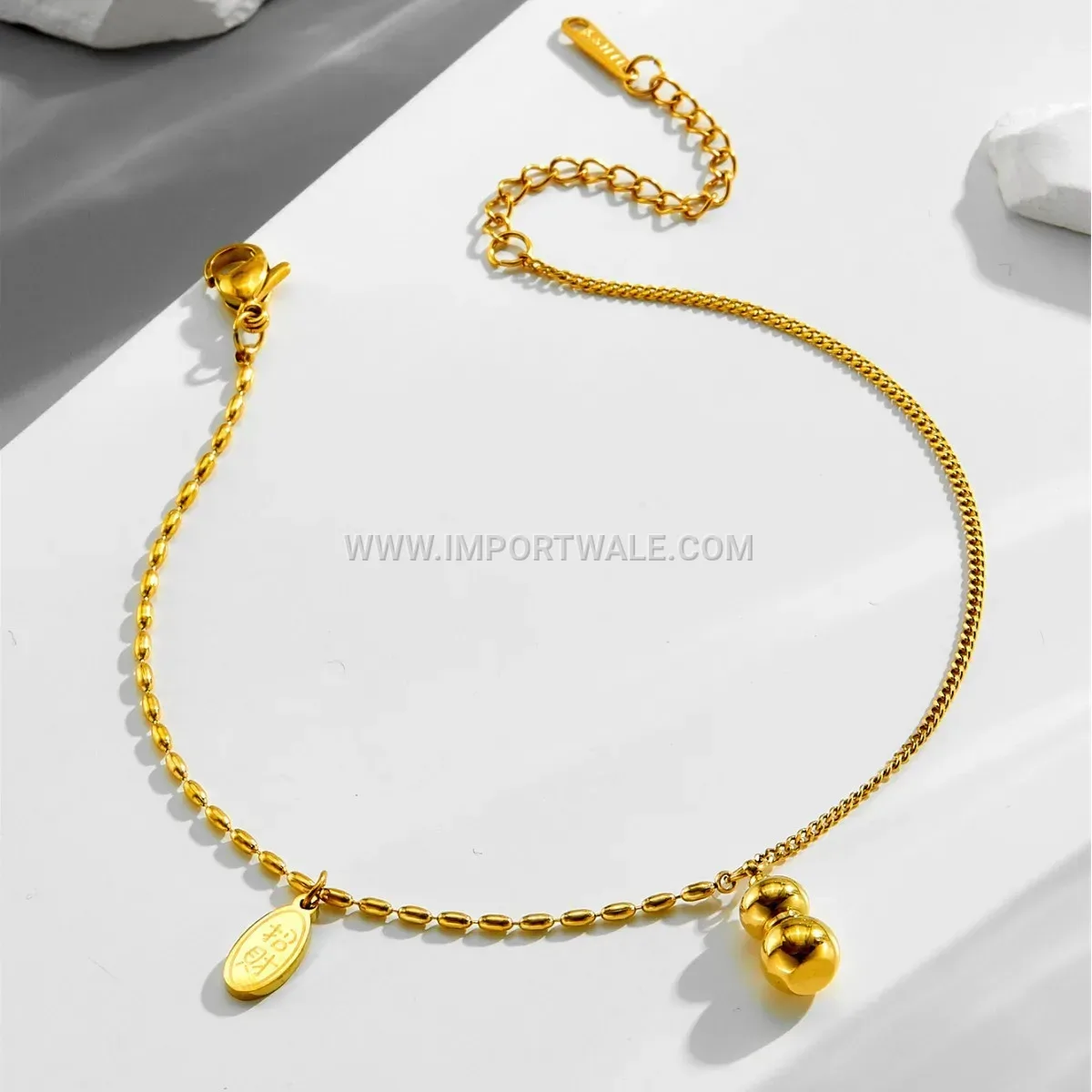 Gourd Charm Gold Tone Premium Anti Tarnish Anklet